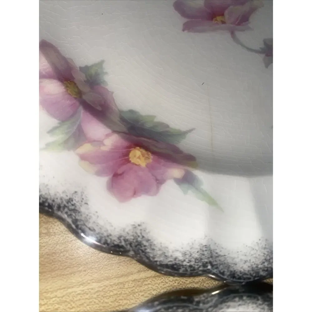 Set Of 2 9.25” Dinner Plates Ivory Porcelain By Sebring “Primrose” 22K Gold Trim